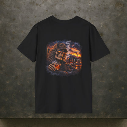 Smoke, Steel & Sunset Trucker T-Shirt, Truck Driver Graphic Tee Shirt