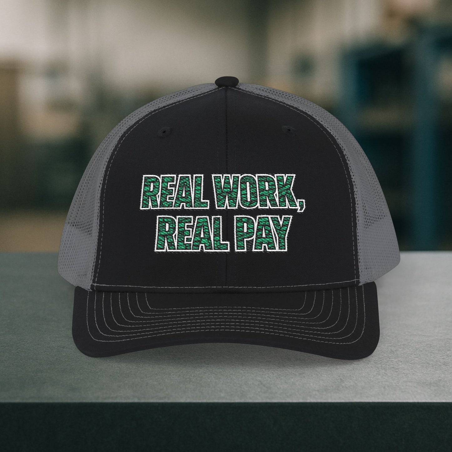 'Real work real pay' Hat, Embroidered Trades Cap