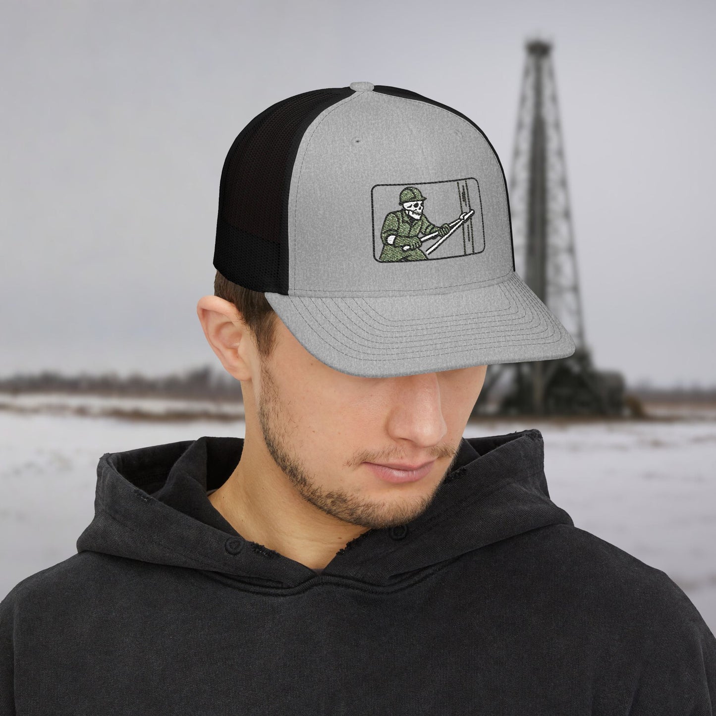 Roughneck Tongs Visual Hat, Skeleton Floorhand Embroidered Cap