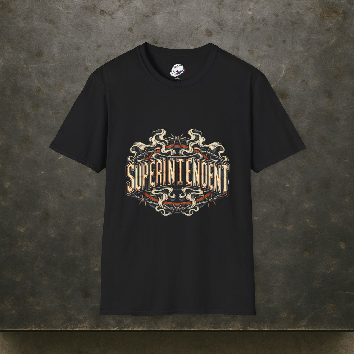 Superintendent Smoke and Barbed Wire Vintage Badge Men’s T-Shirt