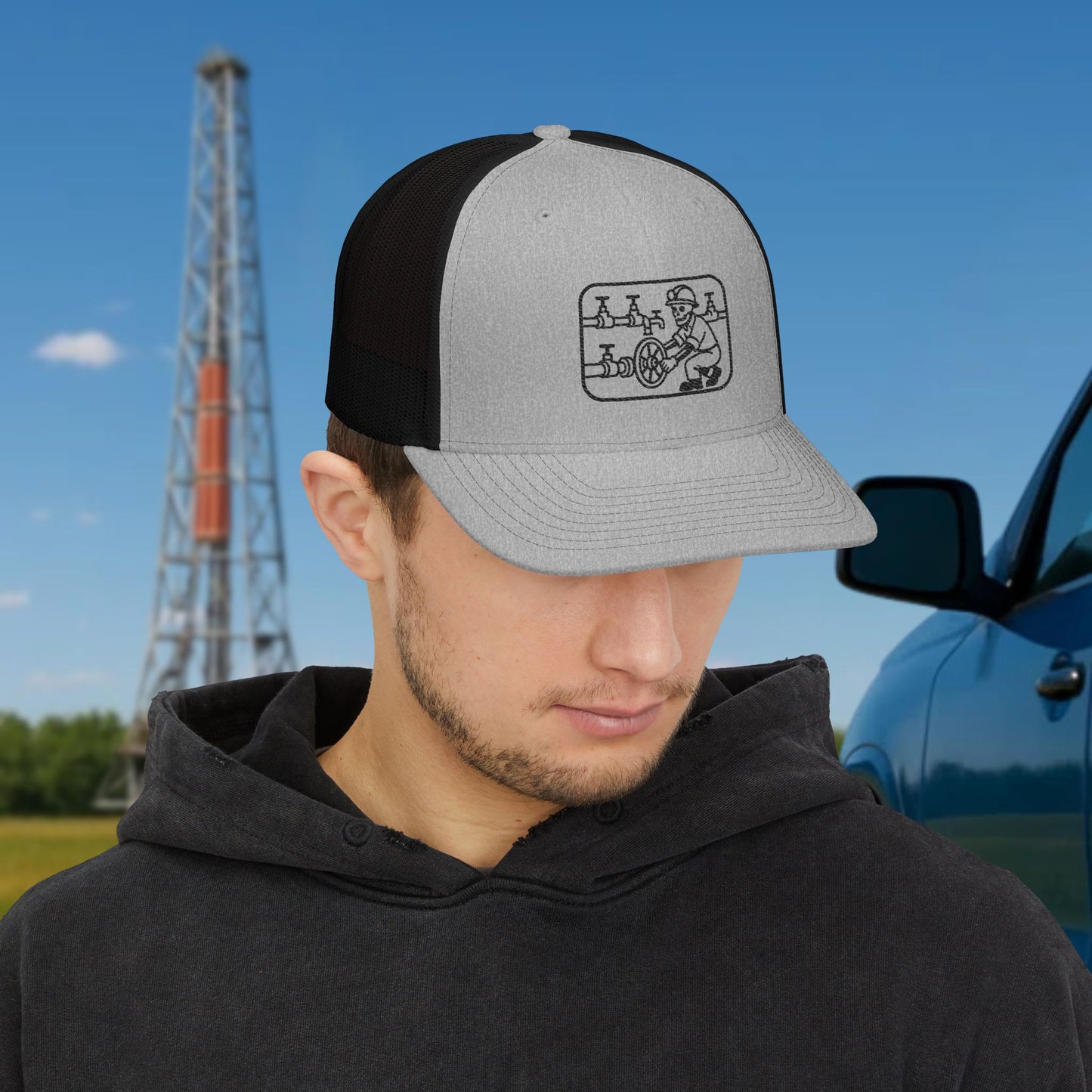 Skeleton Motorhand Valve Work Hat, Oilfield Motorhand Cap