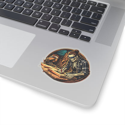 Carpenter Skeleton Sticker, Wood Worker Hardhat Stickers