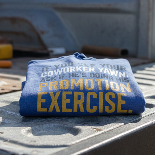 ‘Ask About Promotion Exercise’ Sweater, Workplace Humor Funny Hoodie