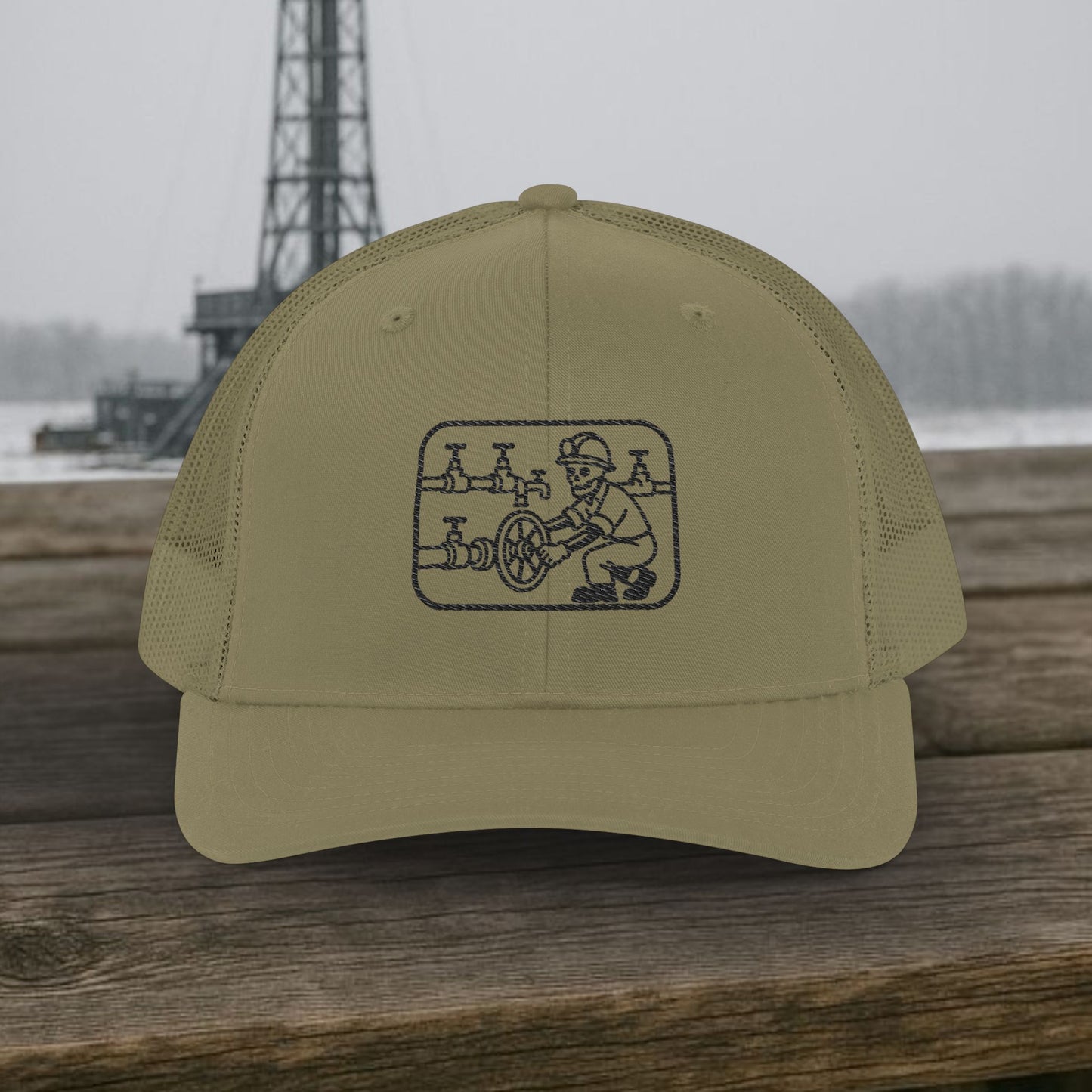 Skeleton Motorhand Valve Work Hat, Oilfield Motorhand Cap