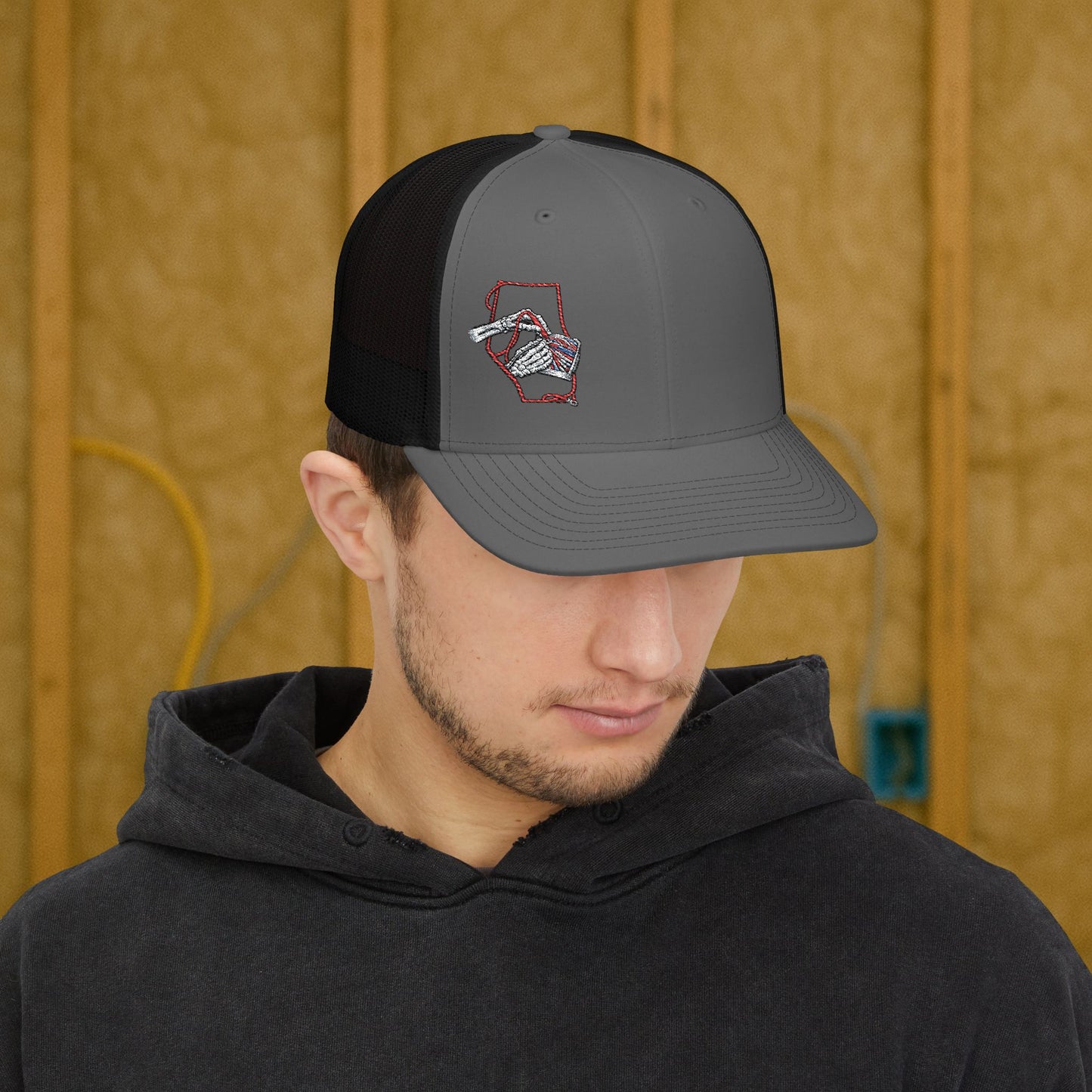 Electrician Skeleton Hands Embroidered, Electrical Micrometer Cap