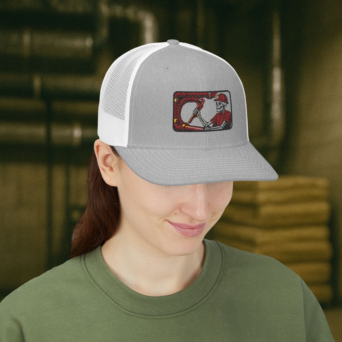 Visual Skeleton Embroidered Pipefitter hat, Pipe fitter cap