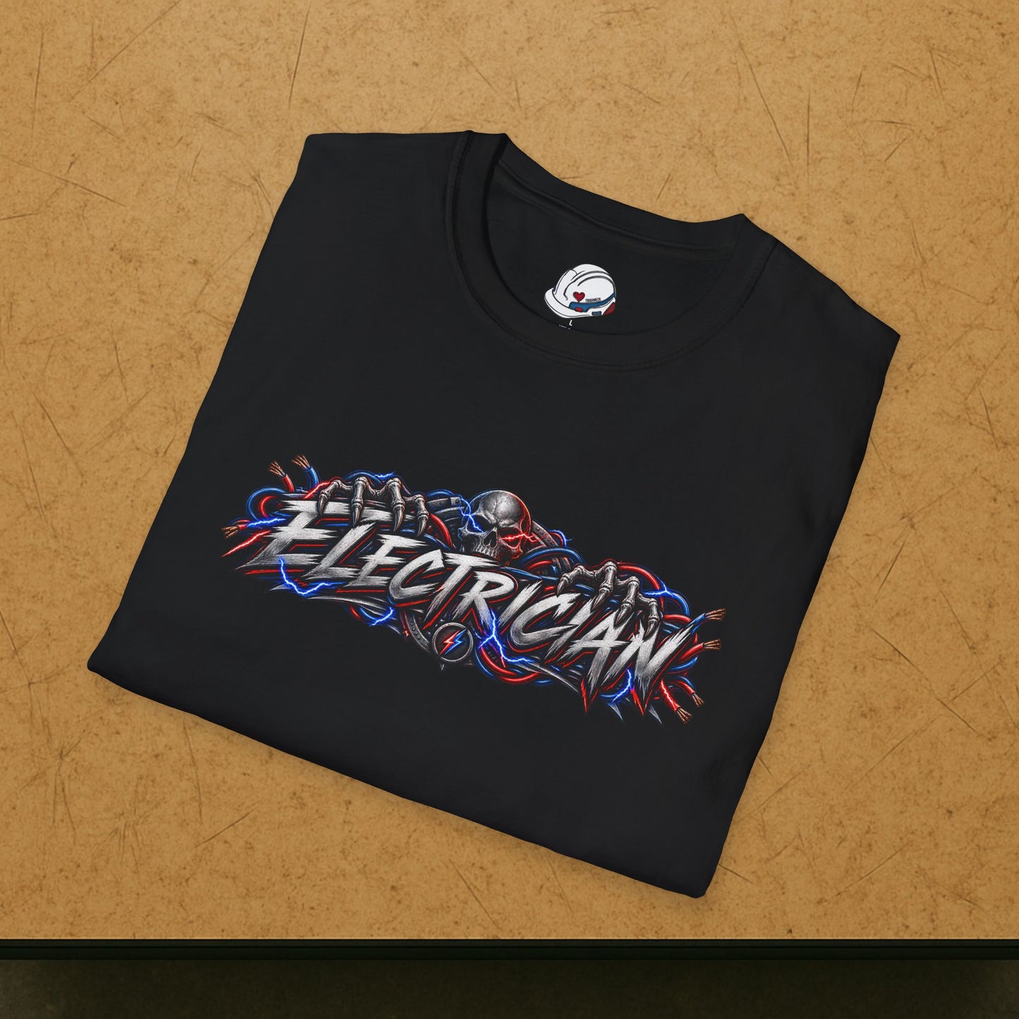 Electrician Skull T-Shirt, Electrical Trades Power Line Work Shirt