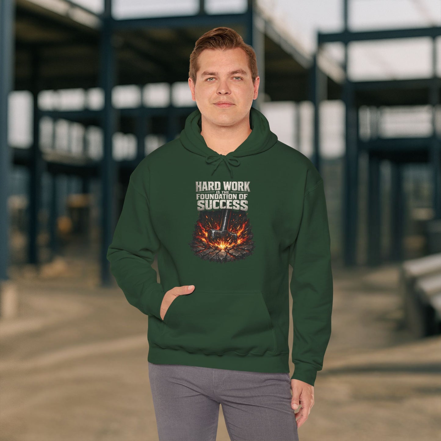 'Hard work is the Foundation of Success' Men's Hoodie, Motivational Sweater