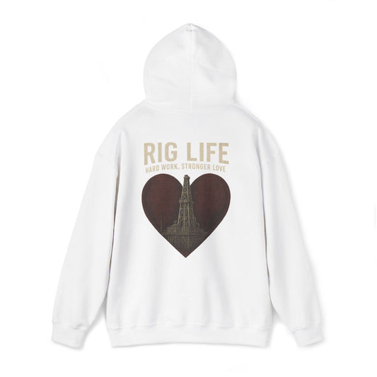 'Rig Life: Hard Work, Stronger Love' Men's Hoodie, Motivational Sweater