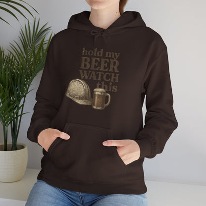 'Hold My Beer, Watch This' Men's Hoodie, Funny Sweater