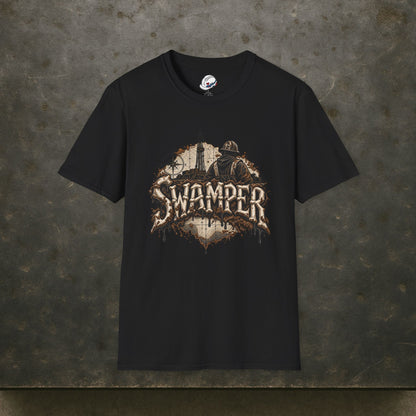 Swamper Muddy Oilfield Worker Topographic Rig T-Shirt