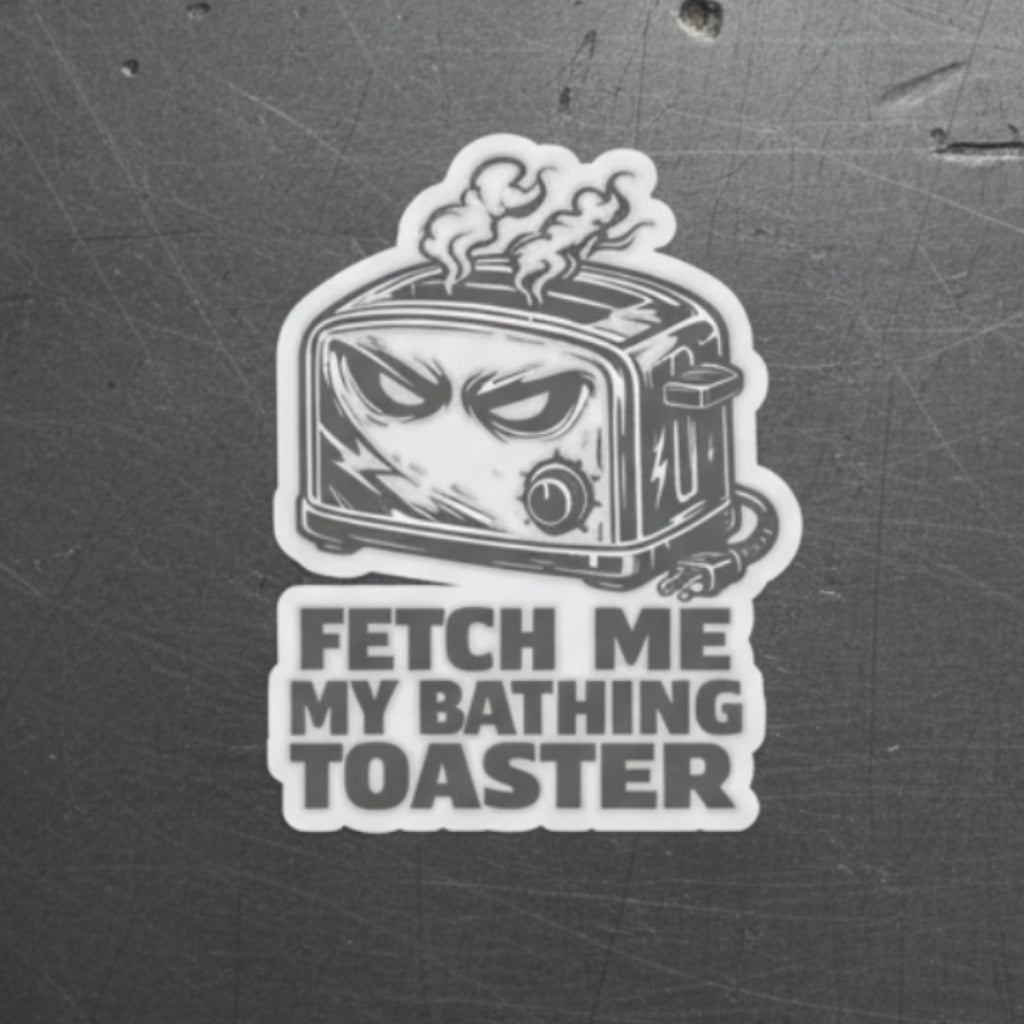 “Fetch Me My Bathing Toaster” Sticker, Hard Hat Stickers