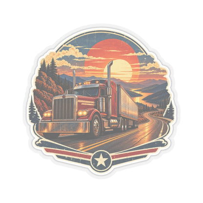 Sunset Haul Semi Sticker, Truck Driver Graphic Sticker