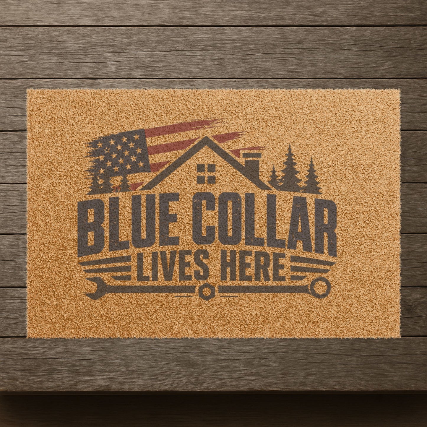 "Blue collar lives here" doormat, Toughneck Funny Trades Door Mat