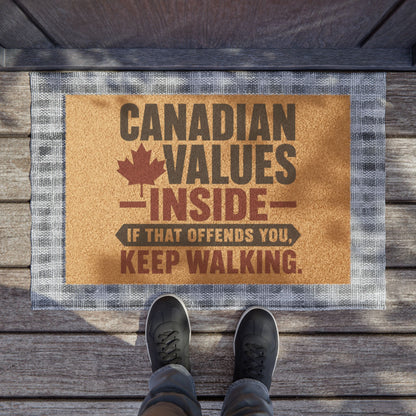 "Canadian Values Inside" Doormat, Toughneck Funny Trades Door Mat