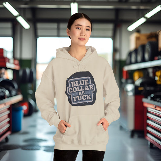 'Blue Collar As Fuck' Hoodie, Motivational Sweater