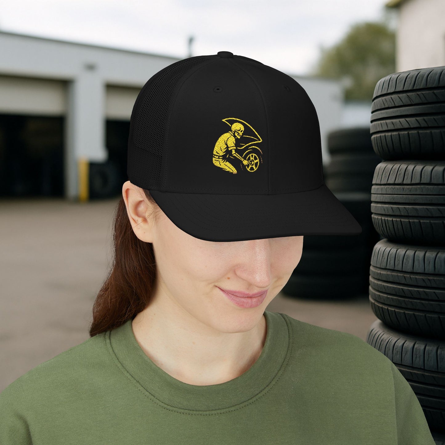 Embroidered Skeleton Auto Technician hat, Automotive Technician cap