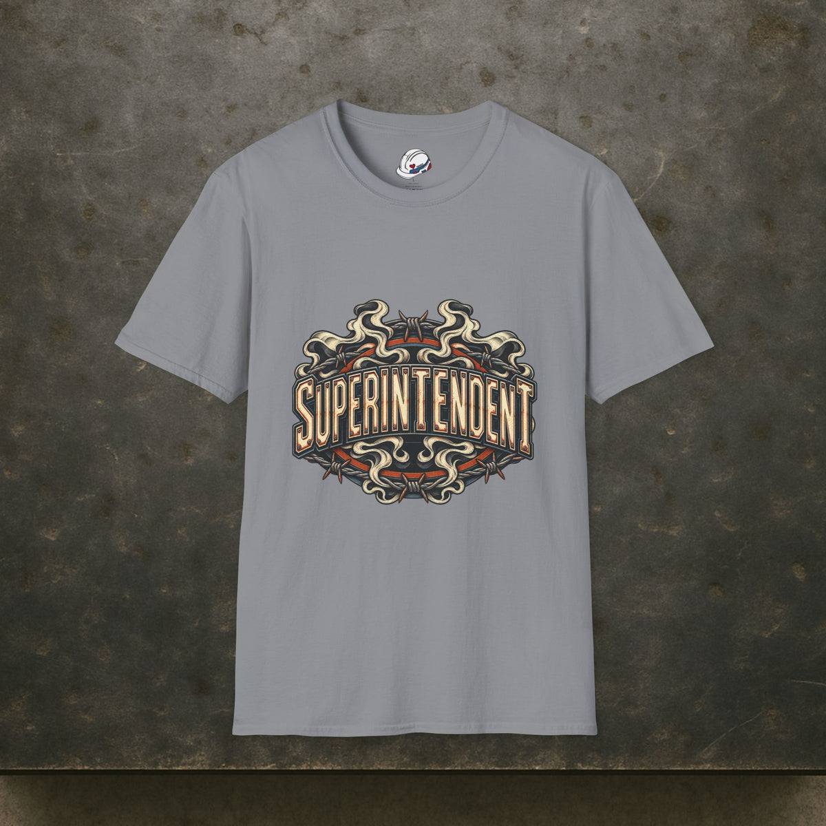 Superintendent Smoke and Barbed Wire Vintage Badge Men’s T-Shirt