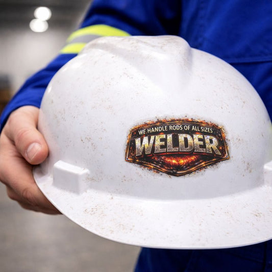We Handle Rods of All Sizes Welder Sticker, Welder Hardhat Stickers