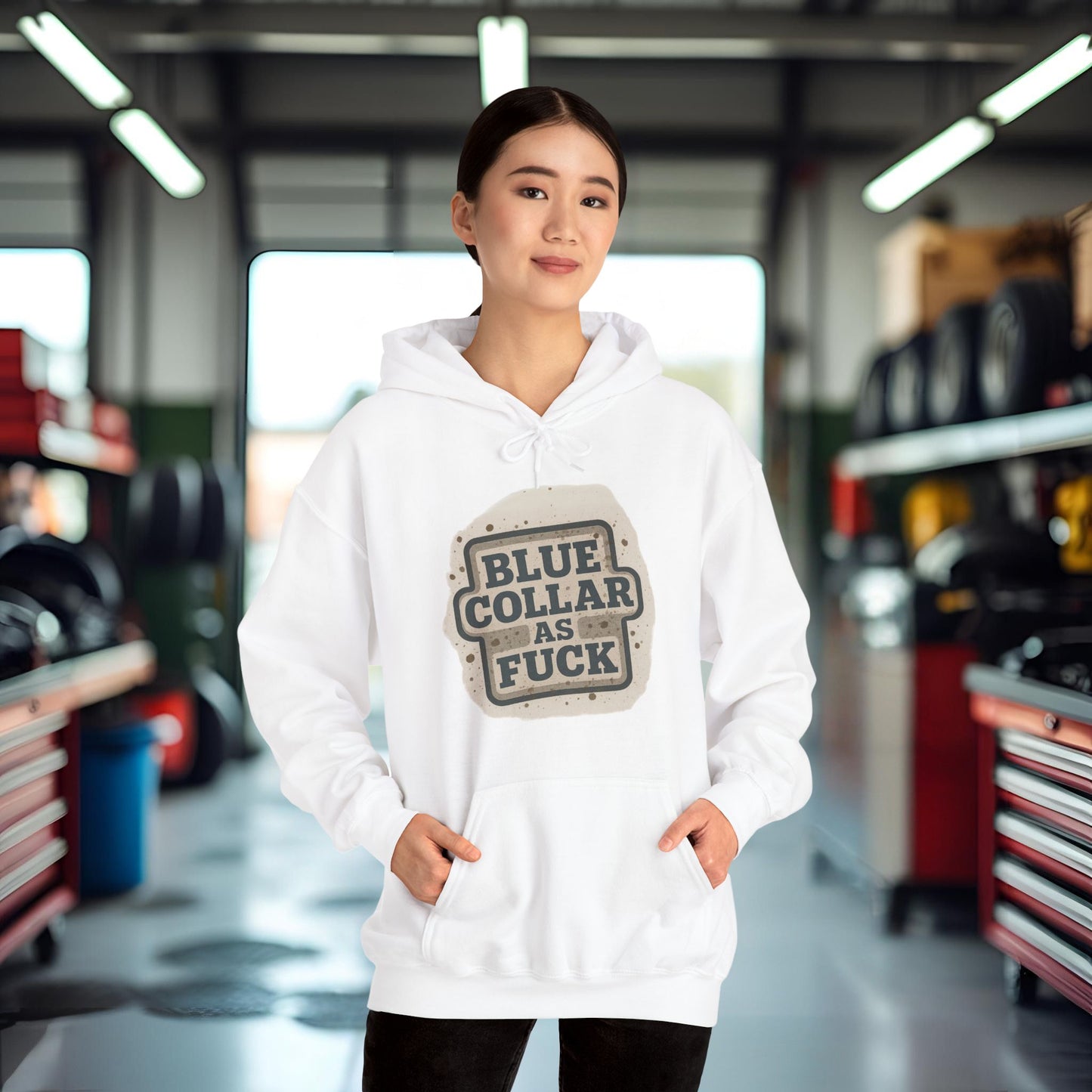 'Blue Collar As Fuck' Hoodie, Motivational Sweater