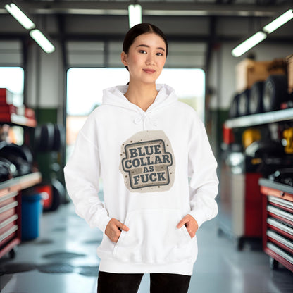 'Blue Collar As Fuck' Hoodie, Motivational Sweater