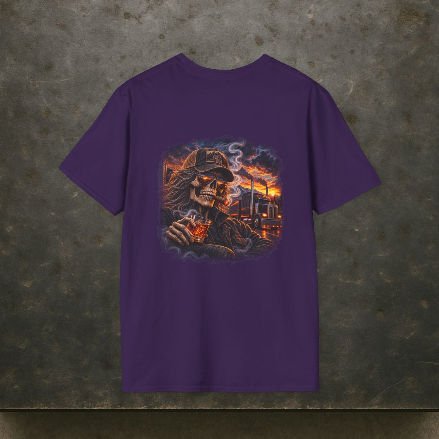 Smoke, Steel & Sunset Trucker T-Shirt, Truck Driver Graphic Tee Shirt