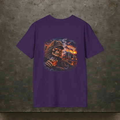 Smoke, Steel & Sunset Trucker T-Shirt, Truck Driver Graphic Tee Shirt