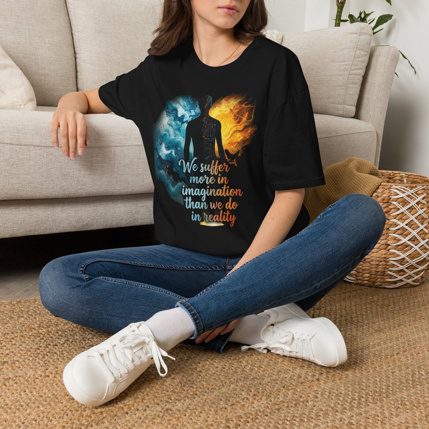 “We Suffer More In Imagination” T-Shirt, Stoic Mindset motivational t-shirt