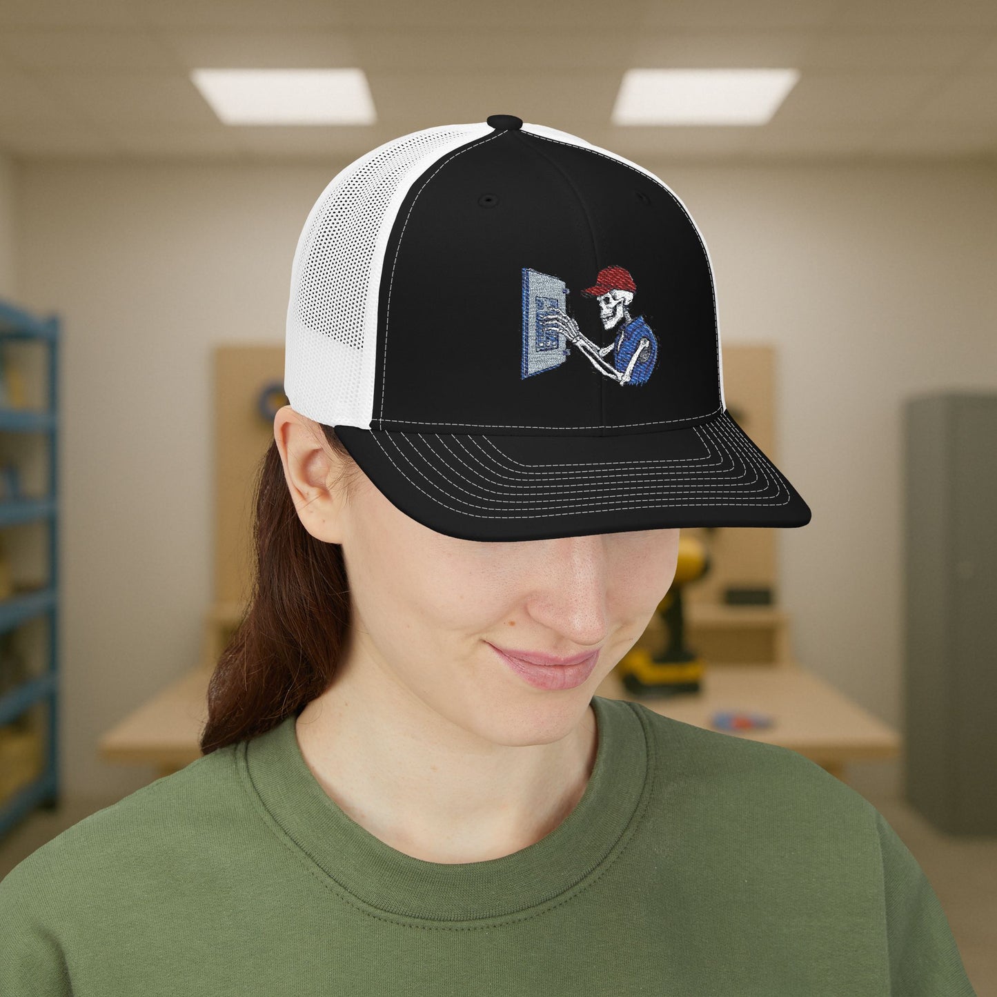 Embroidered Skeleton Electrician Panel Work hat, Electrician cap