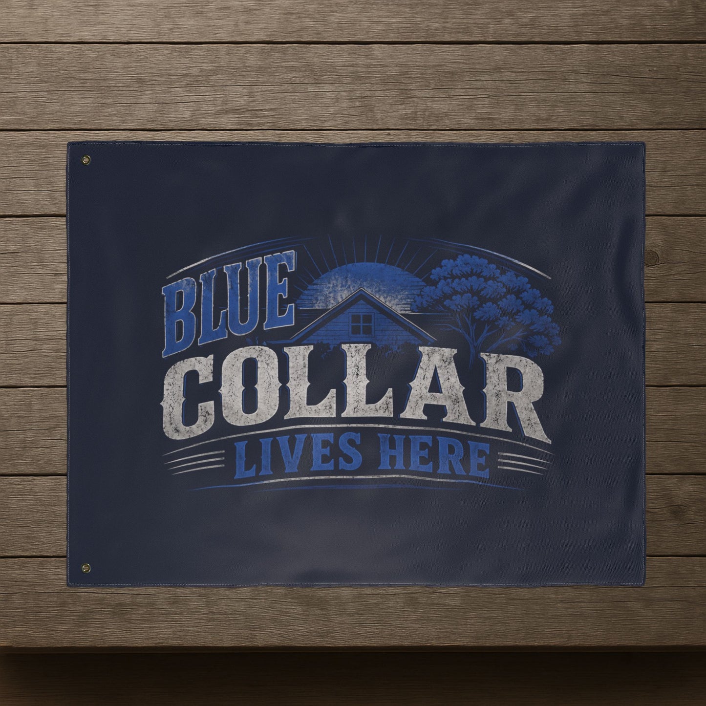 "Blue Collar Lives Here" Double-Sided Flag, Toughneck Trades Pride Banner