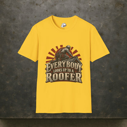 Everybody Looks Up To A Roofer Vintage Rooftop Worker Men's T-Shirt