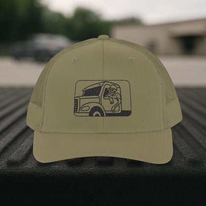Embroidered Skeleton Truck Driver Hat, Long Haul Trade Cap