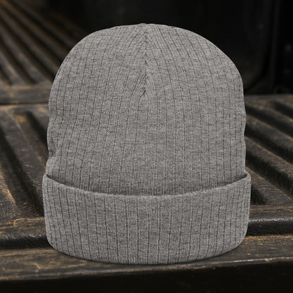 'Scaffolders Raise Hell and Beams' Ribbed Knit Embroidered Beanie, Scaffolder Cuffed Knit Toque