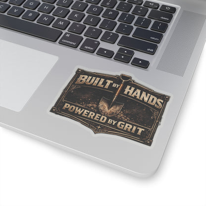 Built By Hands Powered By Grit Sticker, Labourer Hardhat Stickers