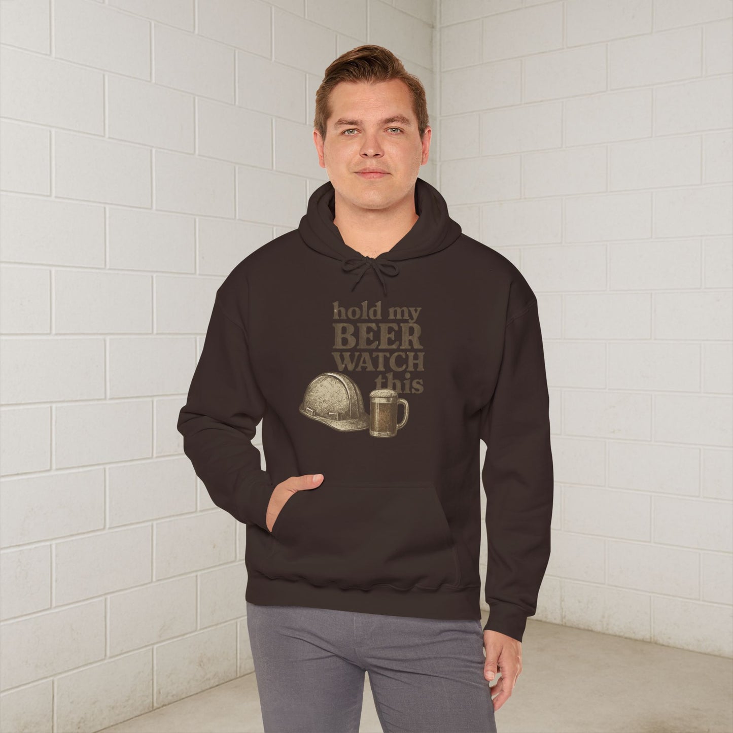 'Hold My Beer, Watch This' Men's Hoodie, Funny Sweater