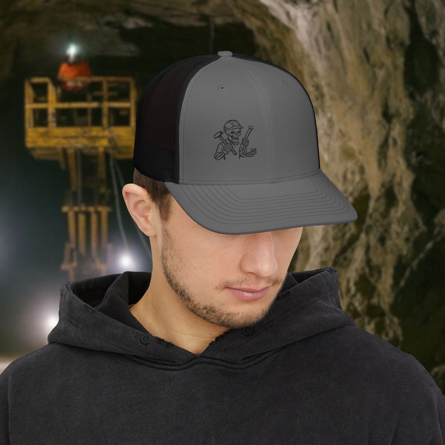 Embroidered Railroader Skeleton Hat, Railroading Skull Trade Cap