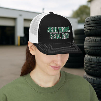 'Real work real pay' Hat, Embroidered Trades Cap