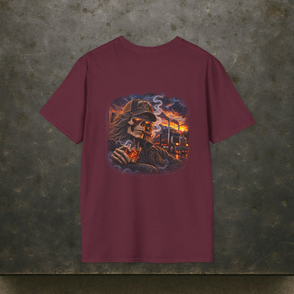 Smoke, Steel & Sunset Trucker T-Shirt, Truck Driver Graphic Tee Shirt