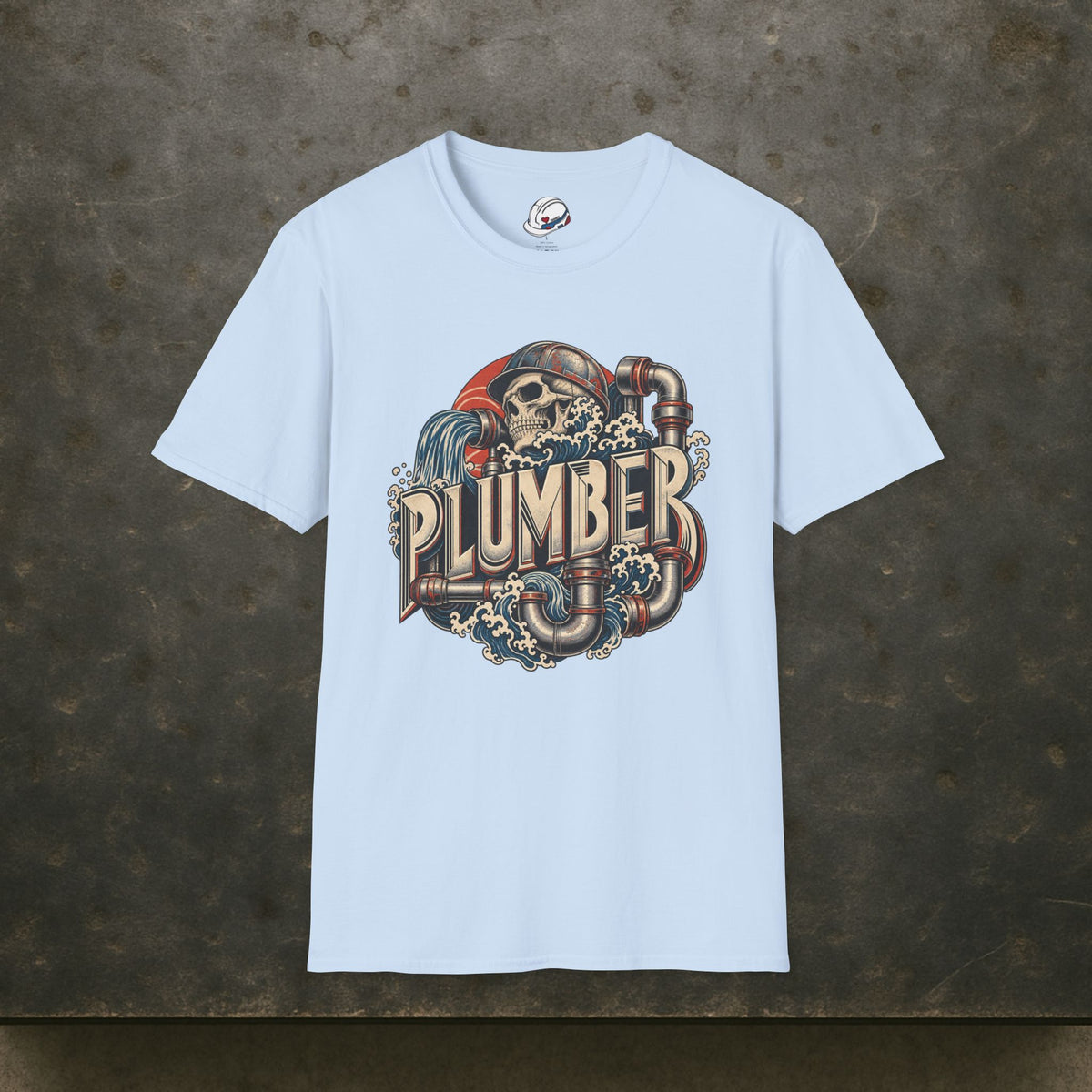 Plumber Skull And Wave Pipework Men's T-Shirt