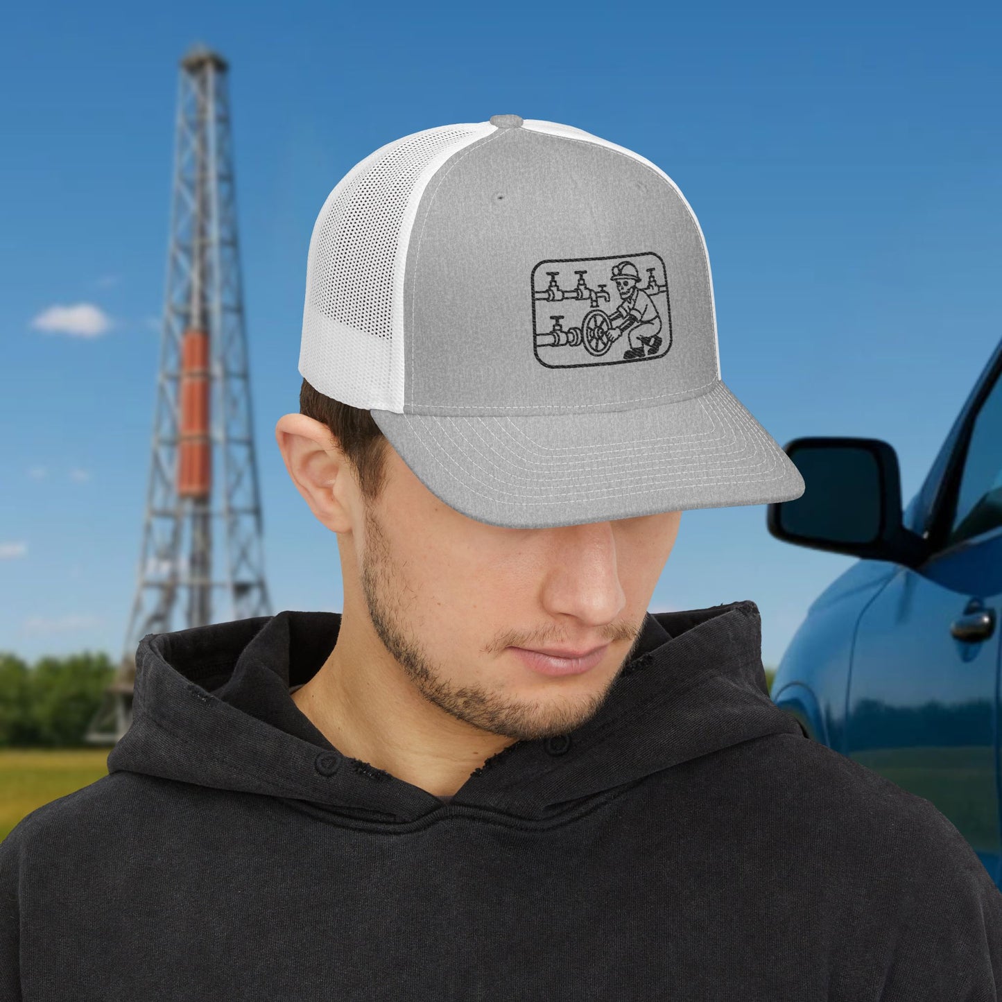 Skeleton Motorhand Valve Work Hat, Oilfield Motorhand Cap