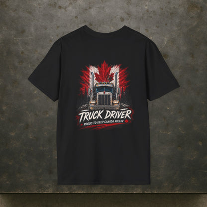 Proud to Keep Canada Rollin’ Semi T-Shirt, Truck Driver Tee Shirt