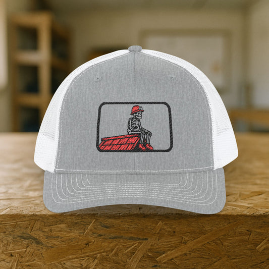 Roofer Break Time Hat, Roofing Skeleton Trade Cap