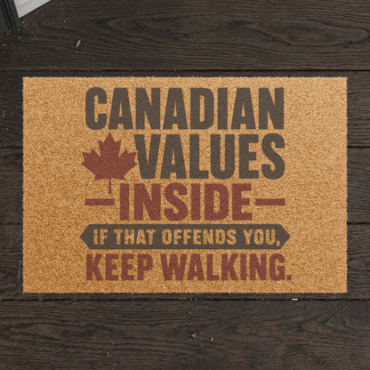 "Canadian Values Inside" Doormat, Toughneck Funny Trades Door Mat