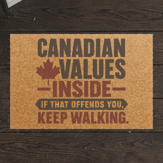"Canadian Values Inside" Doormat, Toughneck Funny Trades Door Mat