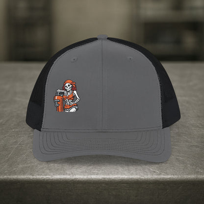 Female Skeleton With Pipe Wrench Hat, Pipefitter Hat