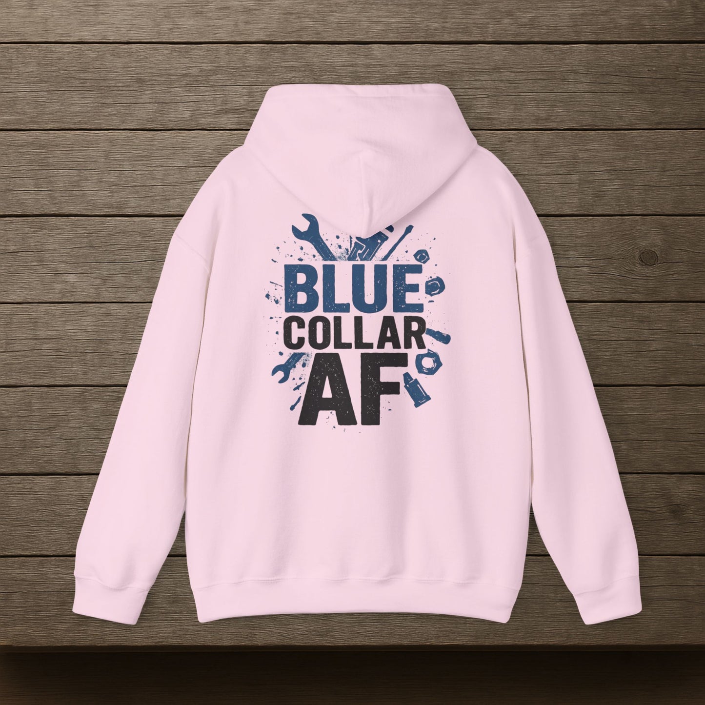 'Blue Collar AF' Men's Hoodie, Motivational Sweater