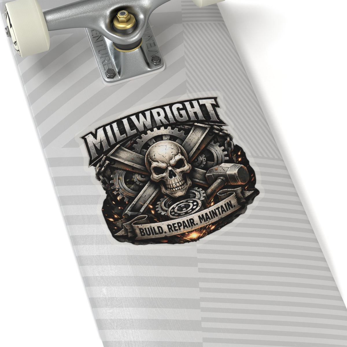 Millwright Build Repair Maintain Sticker, Industrial Mechanic Hardhat Stickers