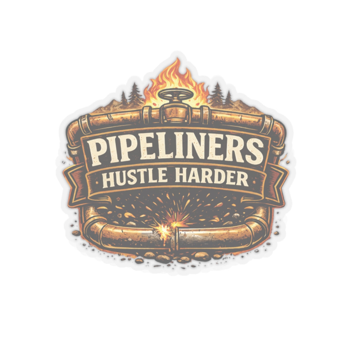 Pipeliner hustle harder sticker, Pipeliner hardhat stickers