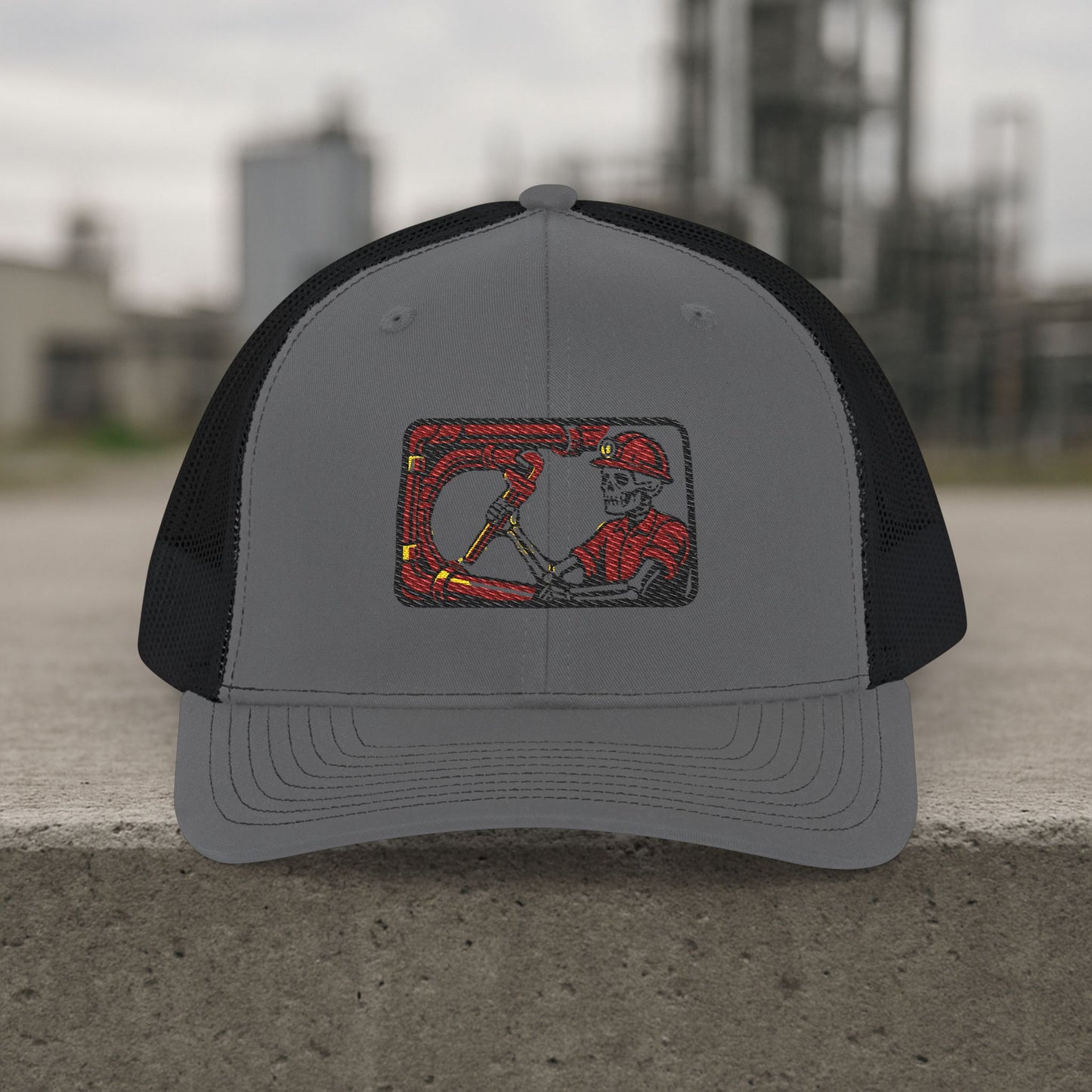 Visual Skeleton Embroidered Pipefitter hat, Pipe fitter cap