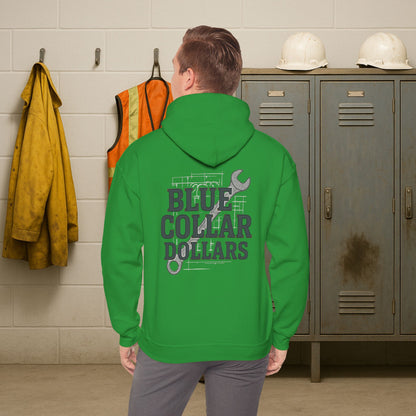 'Blue Collar Dollars' Men's Hoodie, Motivational Sweater